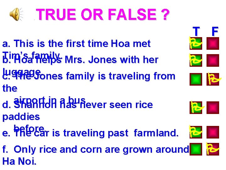 TRUE OR FALSE ? . a. This is the first time Hoa met Tim’s