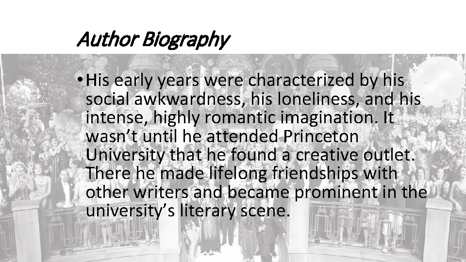 Author Biography • His early years were characterized by his social awkwardness, his loneliness,