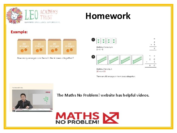 Homework Example: The Maths No Problem! website has helpful videos. 