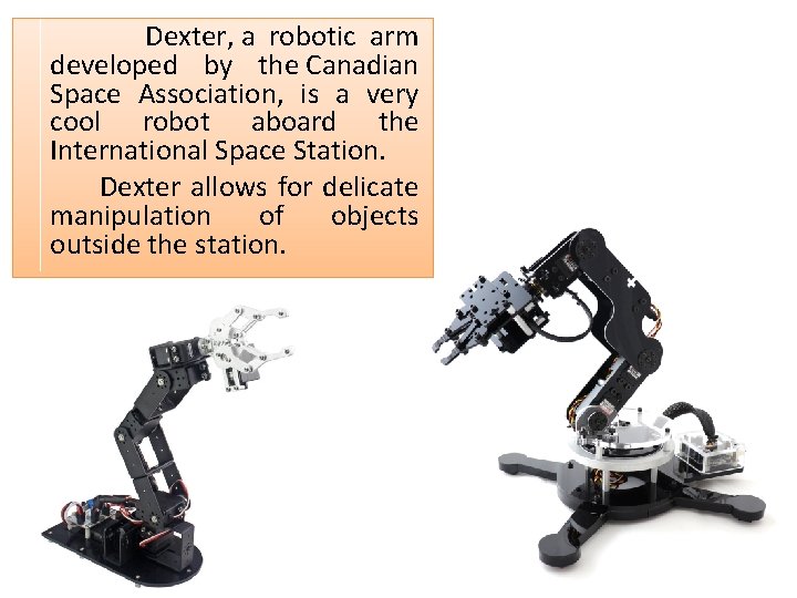 Dexter, a robotic arm developed by the Canadian Space Association, is a very cool