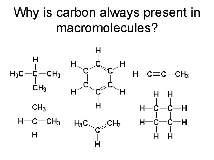 Why is carbon always present in macromolecules? 