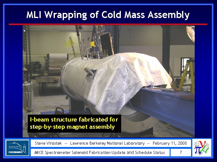 MLI Wrapping of Cold Mass Assembly I-beam structure fabricated for step-by-step magnet assembly Steve