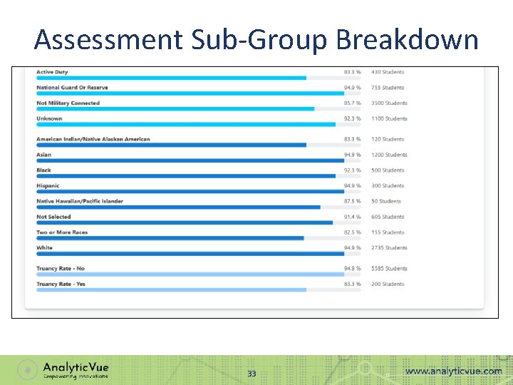 Assessment Sub-Group Breakdown 33 