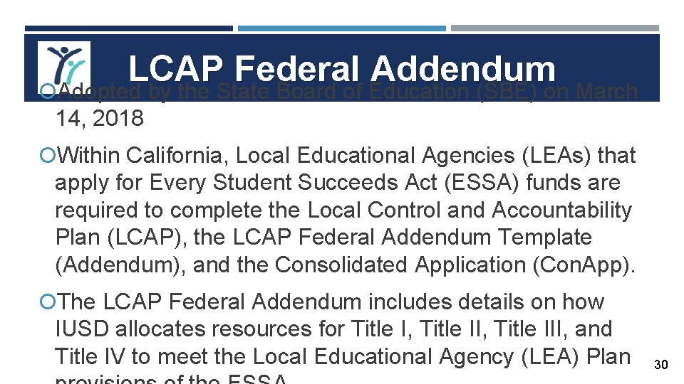 LCAP Federal Addendum Adopted by the State Board of Education (SBE) on March 14,