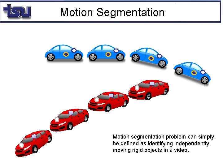 Motion Segmentation Motion segmentation problem can simply be defined as identifying independently moving rigid