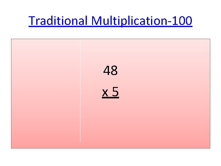 Traditional Multiplication-100 48 x 5 