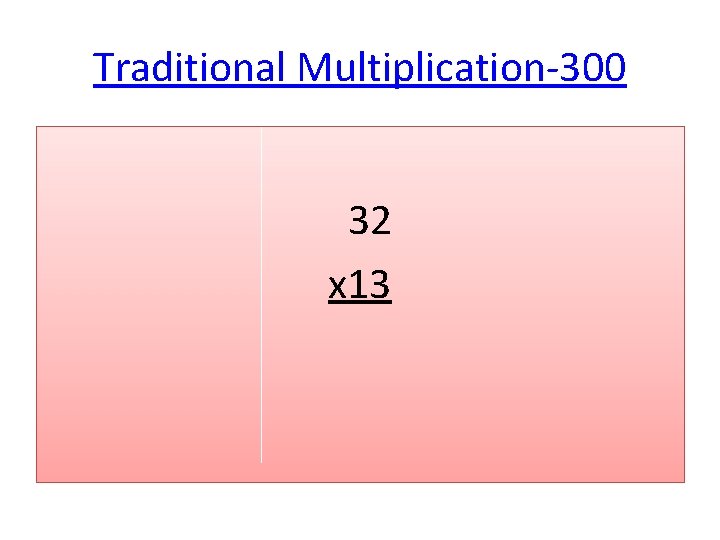 Traditional Multiplication-300 32 x 13 