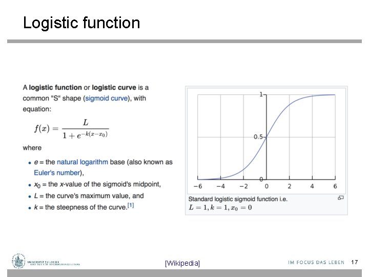 Logistic function [Wikipedia] 17 