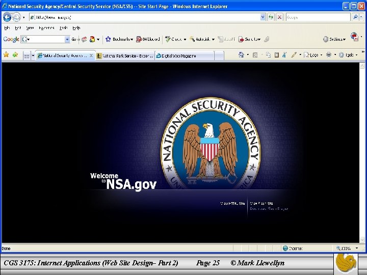 CGS 3175: Internet Applications (Web Site Design– Part 2) Page 25 © Mark Llewellyn