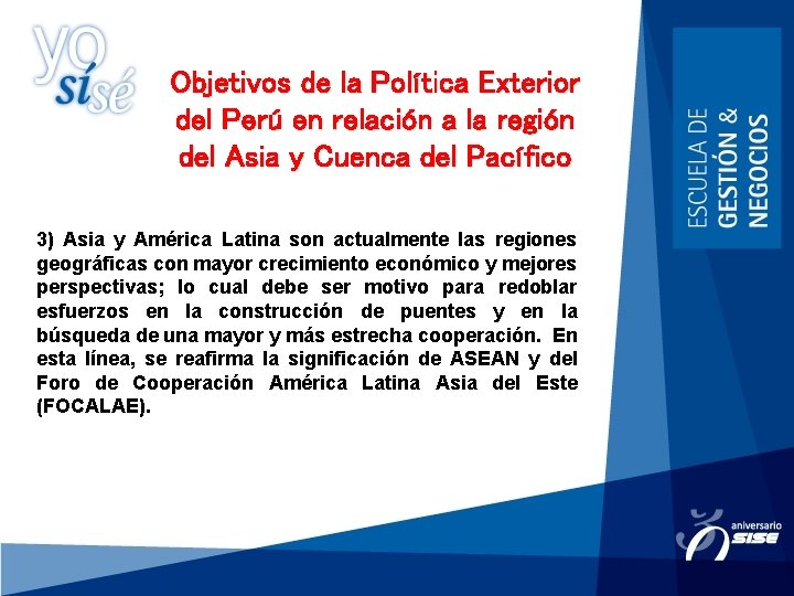 Objetivos de la Política Exterior del Perú en relación a la región del Asia