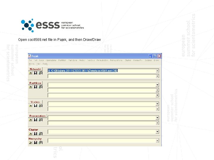 Open cocit 569. net file in Pajek, and then Draw/Draw 