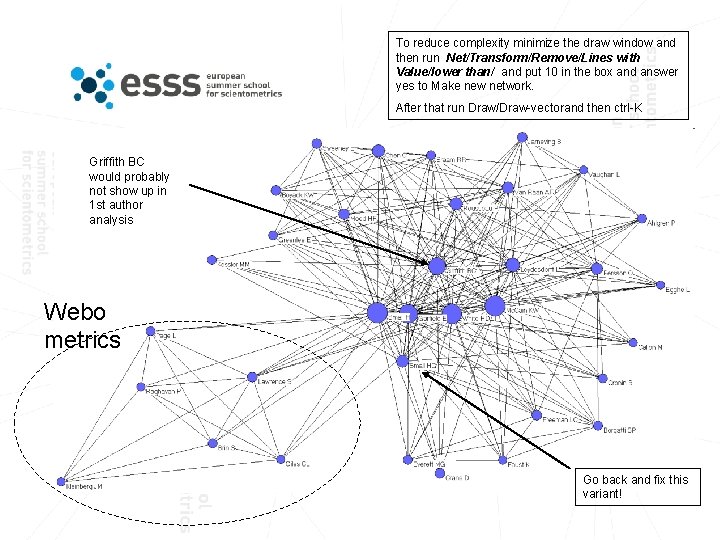To reduce complexity minimize the draw window and then run Net/Transform/Remove/Lines with Value/lower than/