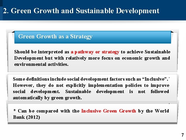 2. Green Growth and Sustainable Development Green Growth as a Strategy Should be interpreted