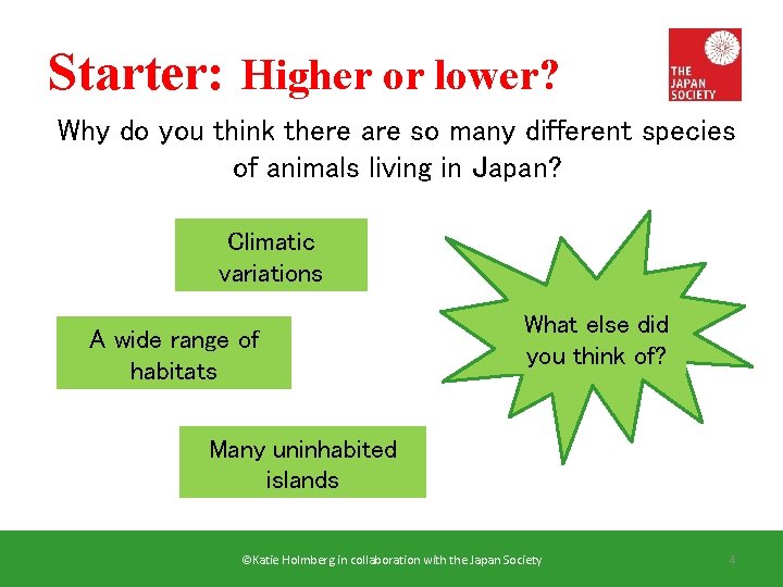 Starter: Higher or lower? Why do you think there are so many different species