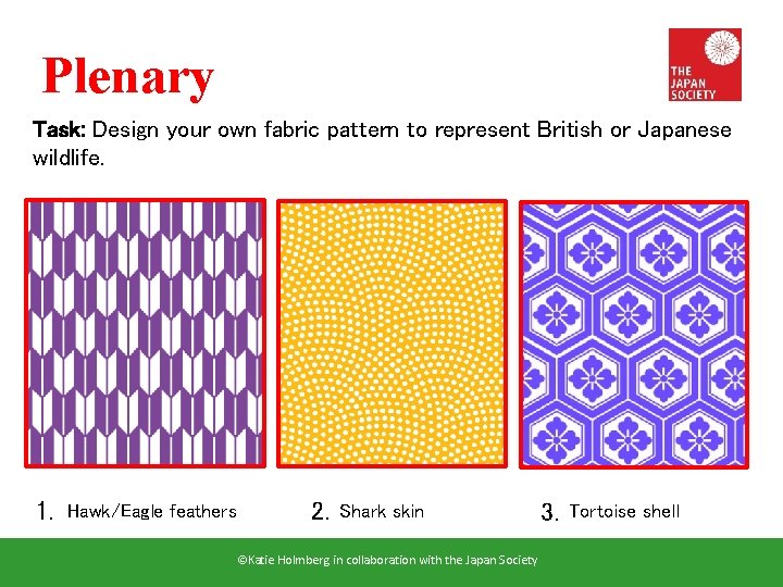 Plenary Task: Design your own fabric pattern to represent British or Japanese wildlife. 1.