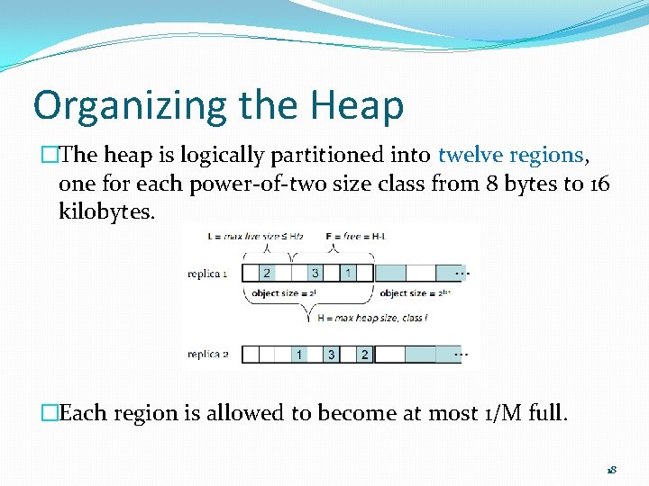 Organizing the Heap �The heap is logically partitioned into twelve regions, one for each