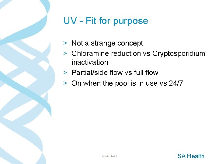 UV - Fit for purpose > Not a strange concept > Chloramine reduction vs