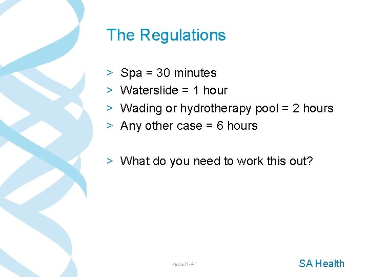 The Regulations > > Spa = 30 minutes Waterslide = 1 hour Wading or