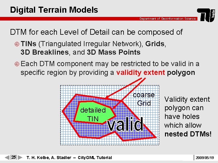 Digital Terrain Models Department of Geoinformation Science DTM for each Level of Detail can