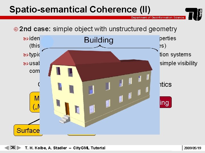 Spatio-semantical Coherence (II) Department of Geoinformation Science 2 nd case: simple object with unstructured