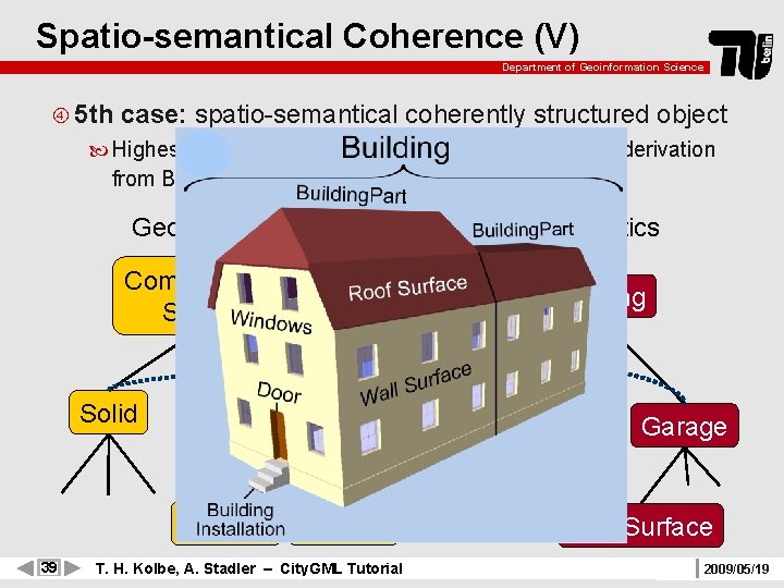 Spatio-semantical Coherence (V) Department of Geoinformation Science 5 th case: spatio-semantical coherently structured object