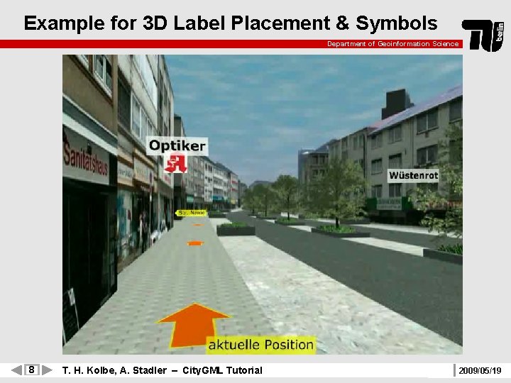 Example for 3 D Label Placement & Symbols Department of Geoinformation Science 8 T.