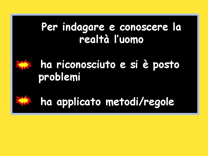 Per indagare e conoscere la realtà l’uomo ha riconosciuto e si è posto problemi