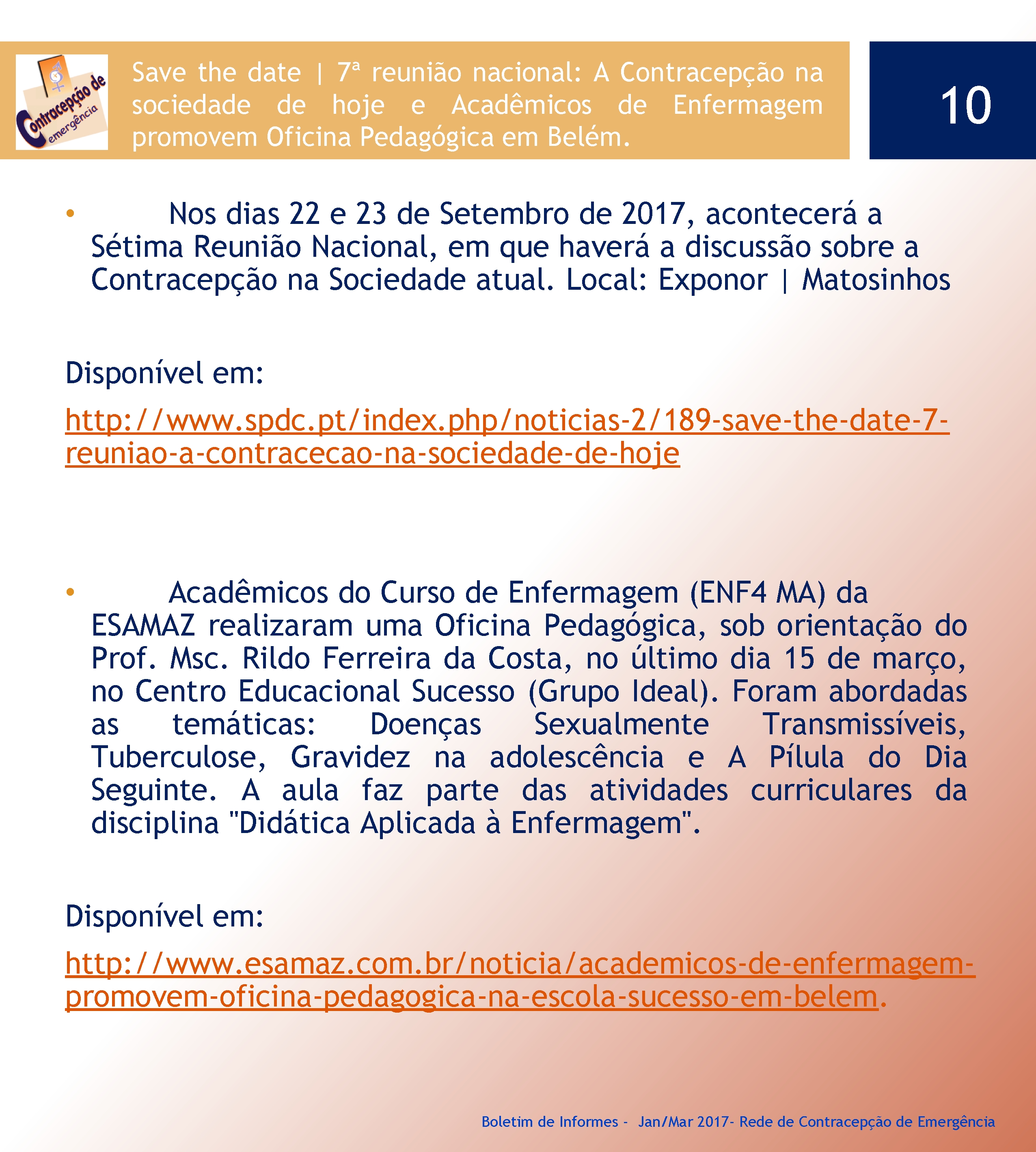 Save the date | 7ª reunião nacional: A Contracepção na sociedade de hoje e