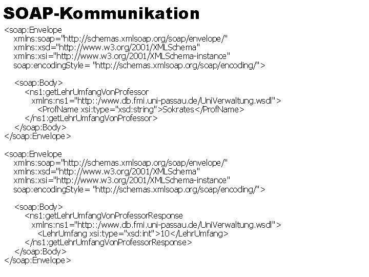 SOAP-Kommunikation <soap: Envelope xmlns: soap="http: //schemas. xmlsoap. org/soap/envelope/" xmlns: xsd="http: //www. w 3. org/2001/XMLSchema"