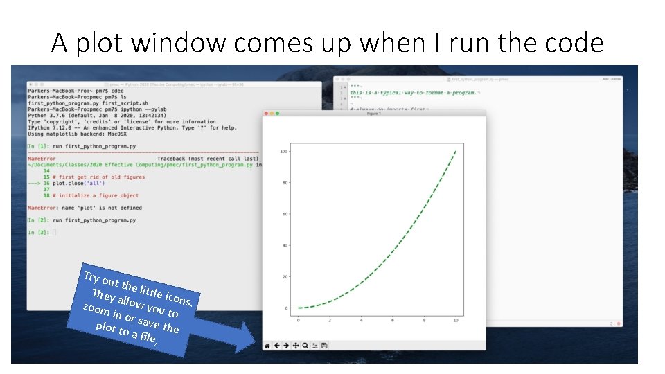 A plot window comes up when I run the code Try o ut the