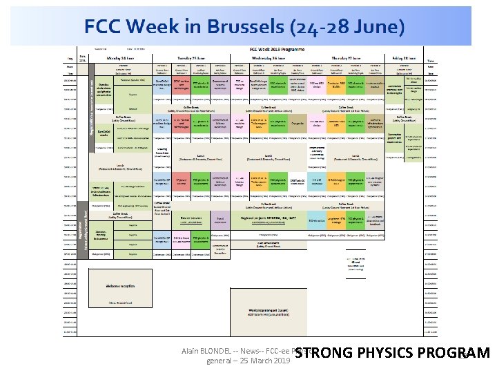 STRONG PHYSICS PROGRAM 12 Alain BLONDEL -- News-- FCC-ee Physics general -- 25 March