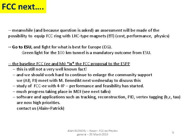 FCC next…. -- meanwhile (and because question is asked) an assessment will be made