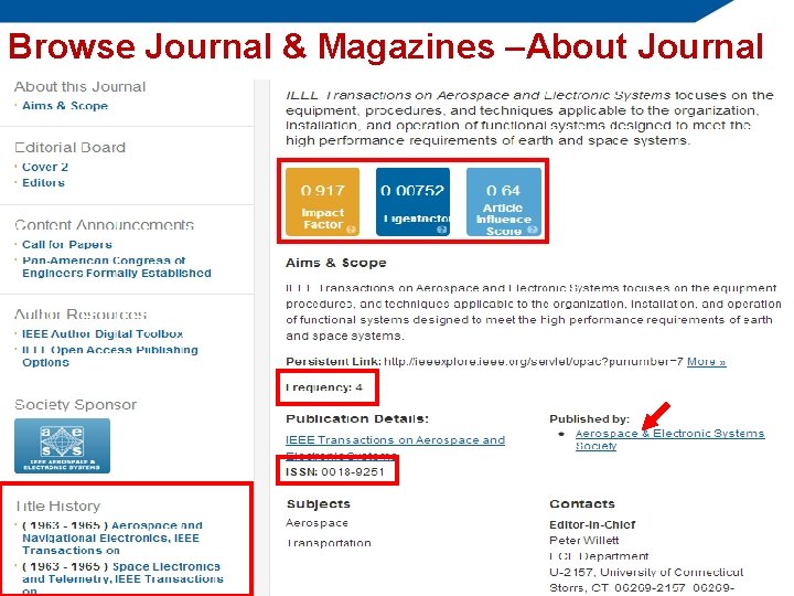 Browse Journal & Magazines –About Journal 