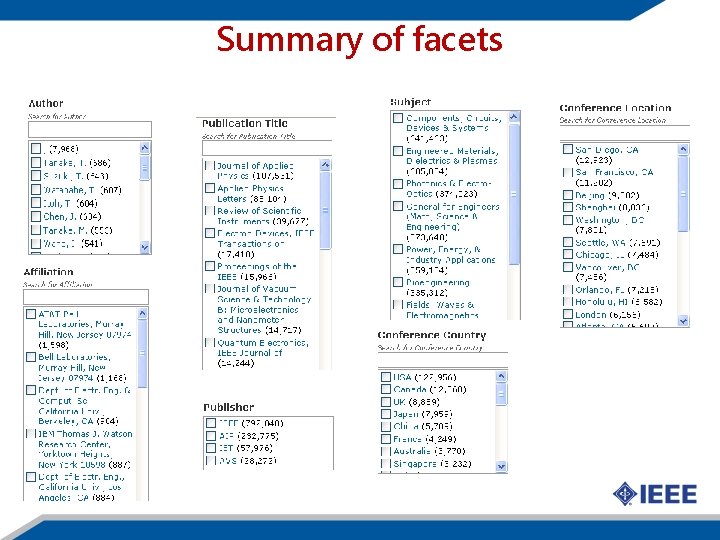 Summary of facets 