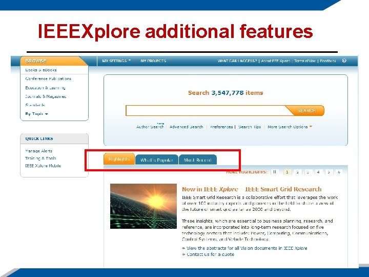IEEEXplore additional features 