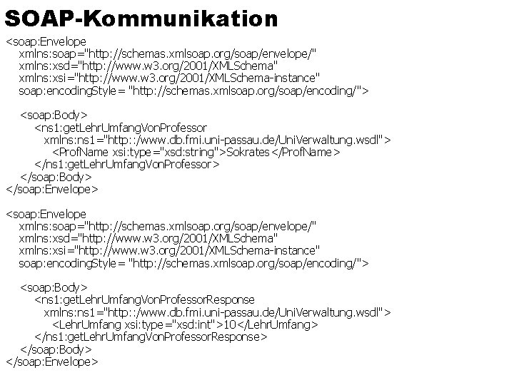 SOAP-Kommunikation <soap: Envelope xmlns: soap="http: //schemas. xmlsoap. org/soap/envelope/" xmlns: xsd="http: //www. w 3. org/2001/XMLSchema"