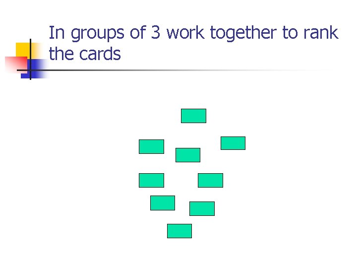In groups of 3 work together to rank the cards 