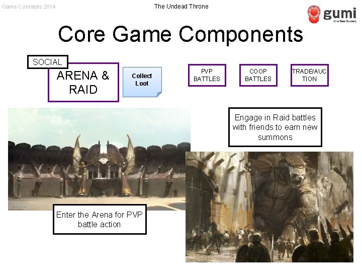 The Undead Throne Game Concepts 2014 Core Game Components SOCIAL ARENA & RAID Collect