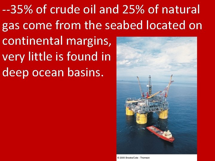 --35% of crude oil and 25% of natural gas come from the seabed located