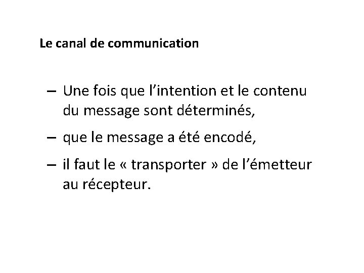 Le canal de communication – Une fois que l’intention et le contenu du message