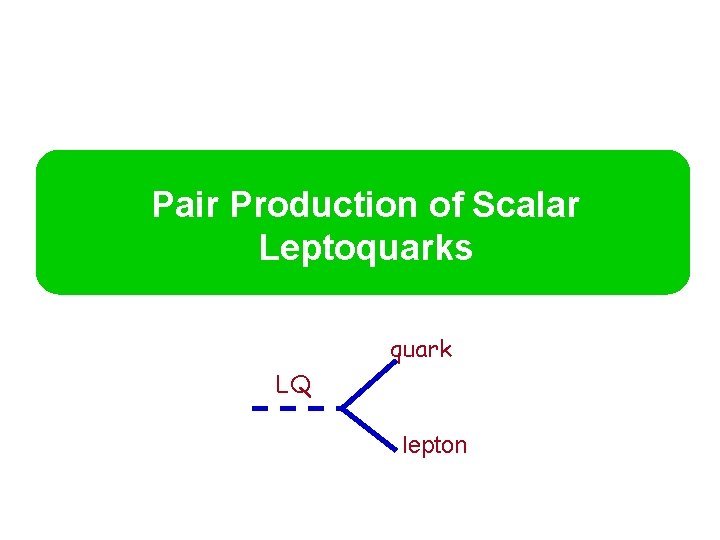 Pair Production of Scalar Leptoquarks quark LQ lepton 