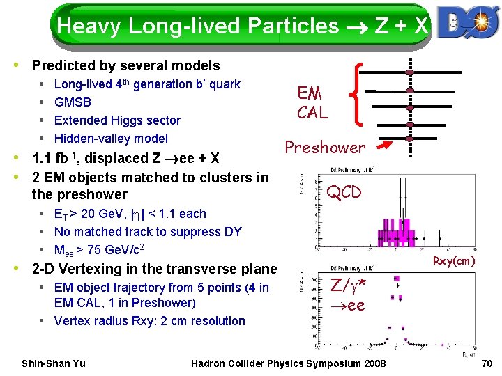 Heavy Long-lived Particles Z + X • Predicted by several models § § Long-lived