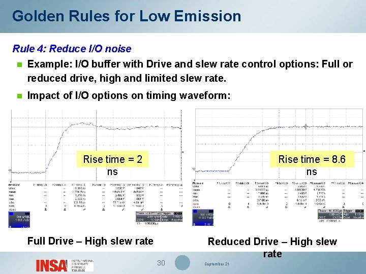 Golden Rules for Low Emission Rule 4: Reduce I/O noise n Example: I/O buffer