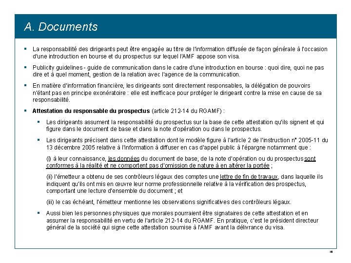 A. Documents § La responsabilité des dirigeants peut être engagée au titre de l’information