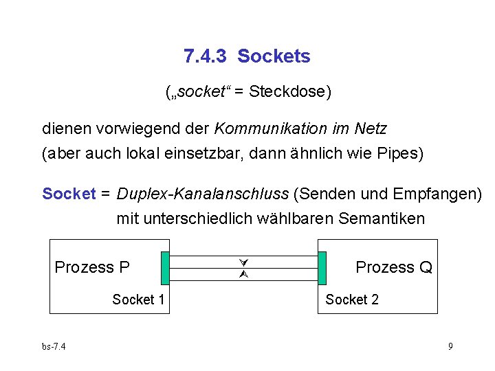 7. 4. 3 Sockets („socket“ = Steckdose) dienen vorwiegend der Kommunikation im Netz (aber