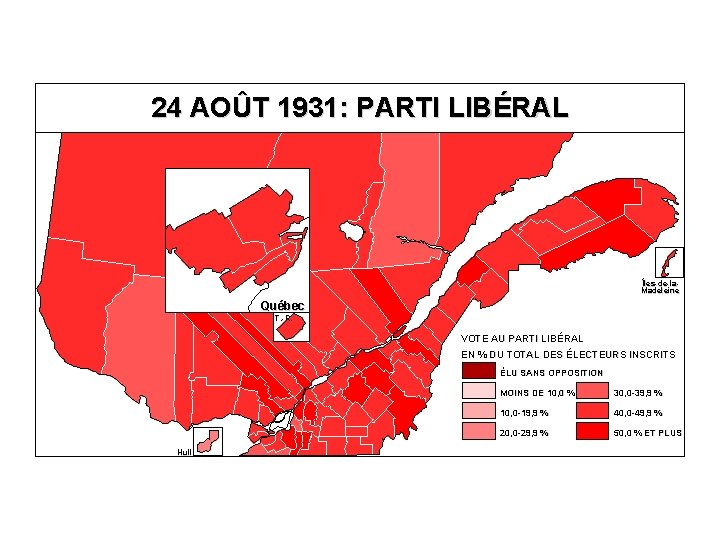 24 AOÛT 1931: PARTI LIBÉRAL Îles-de-la. Madeleine Québec T. -R. VOTE AU PARTI LIBÉRAL