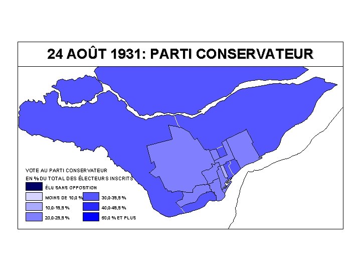 24 AOÛT 1931: PARTI CONSERVATEUR VOTE AU PARTI CONSERVATEUR EN % DU TOTAL DES