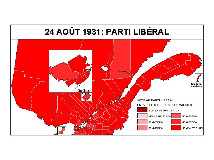 24 AOÛT 1931: PARTI LIBÉRAL Îles-de-la. Madeleine Québec T. -R. VOTE AU PARTI LIBÉRAL