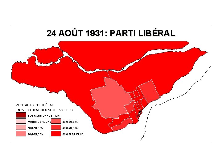 24 AOÛT 1931: PARTI LIBÉRAL VOTE AU PARTI LIBÉRAL EN % DU TOTAL DES