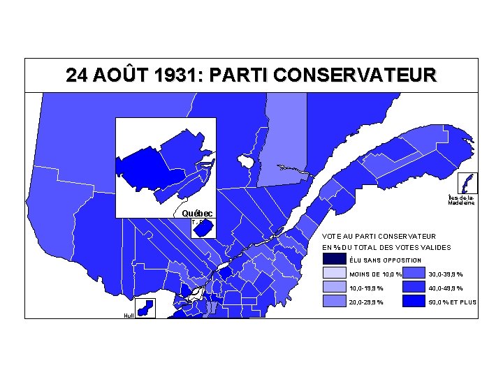 24 AOÛT 1931: PARTI CONSERVATEUR Îles-de-la. Madeleine Québec T. -R. VOTE AU PARTI CONSERVATEUR